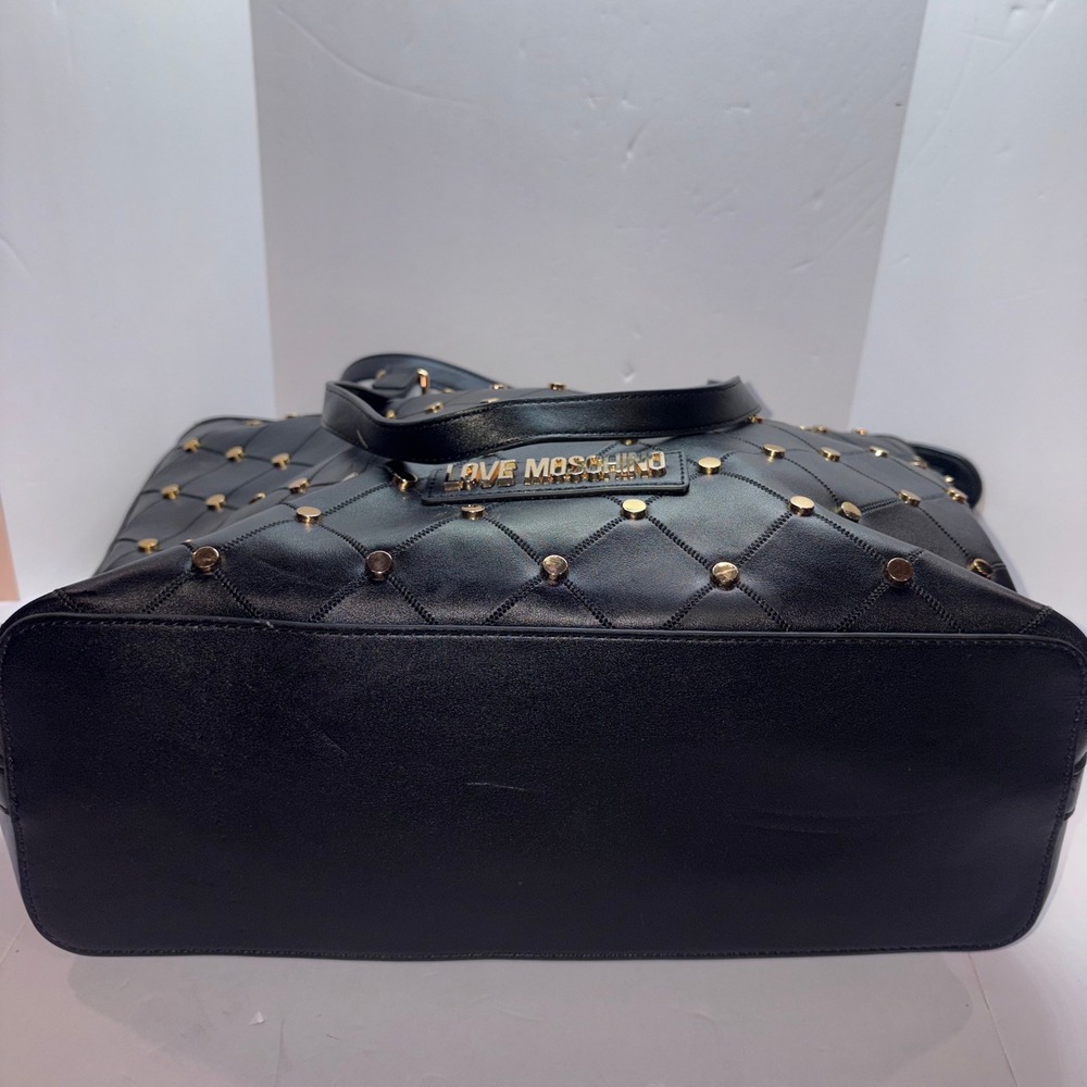 Tote Women Large Black Quilted Studded Love Moschino - Picture 11 of 15